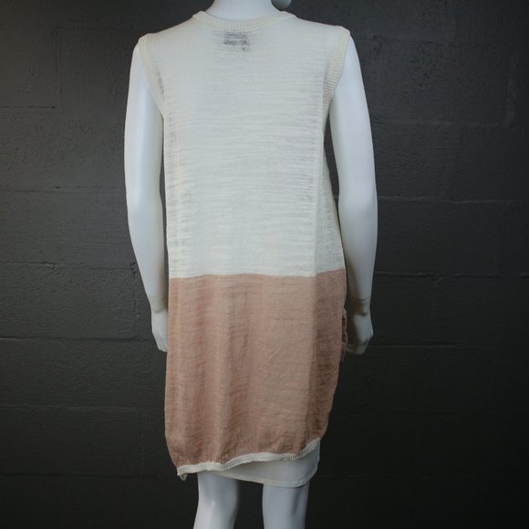 Anthropologie left of center Open Knit Tunic Sleeveless S Sheer Cream Blush - Picture 3 of 7